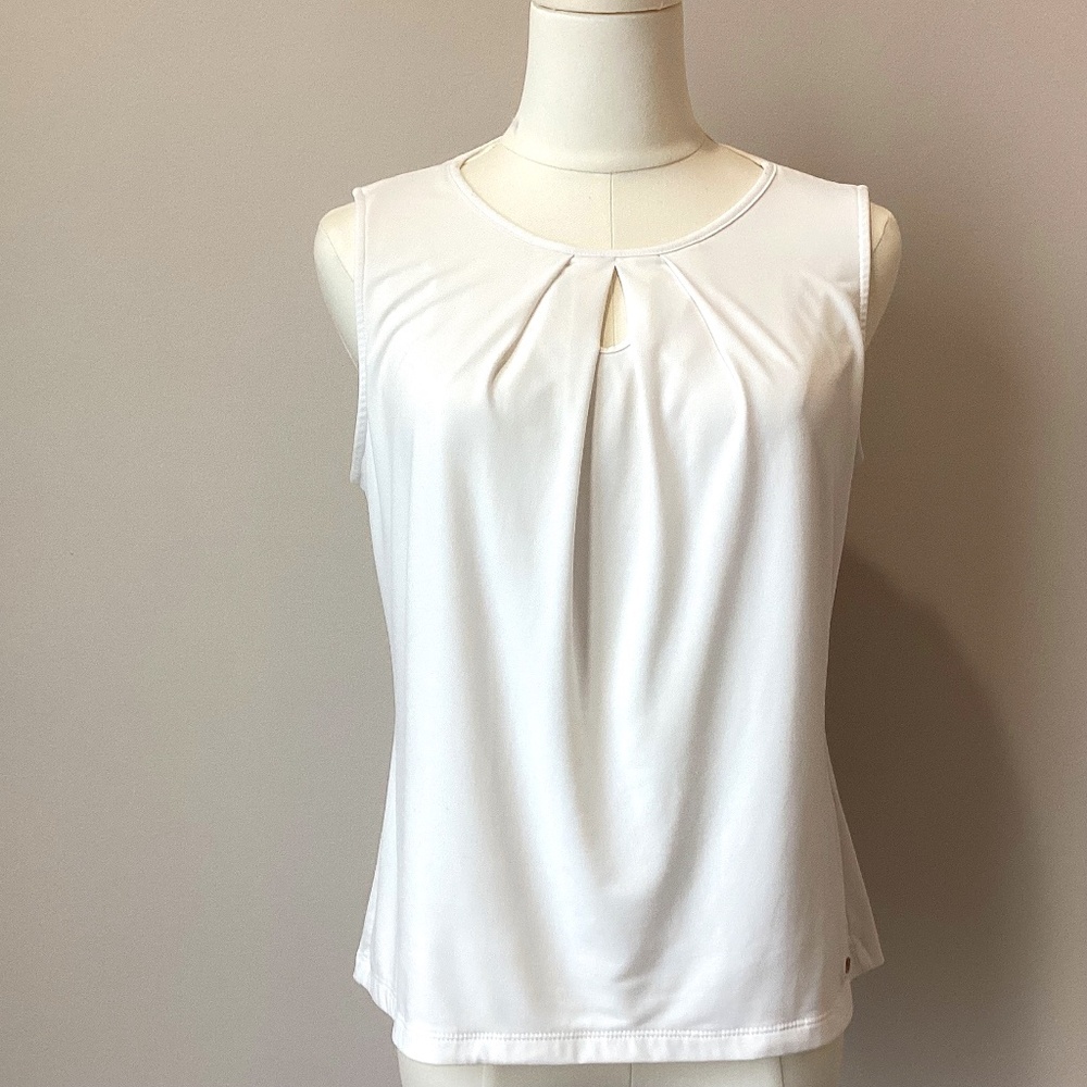 Calvin Klein Pleated Front Crew Neck Sleeveless Tank - PL